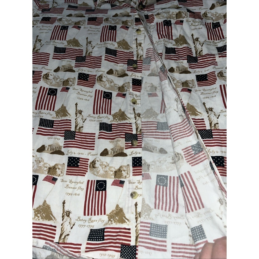 Cotton Traders Sport 2XL American Flag Print Button-Up Short Sleeve Shirt - Picture 5 of 9
